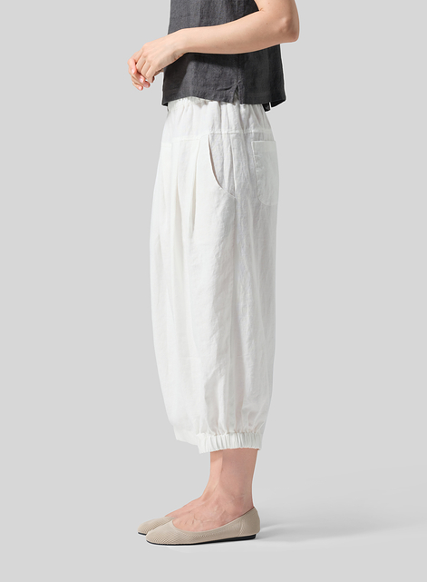 Linen Crumple Effect Harem Pants