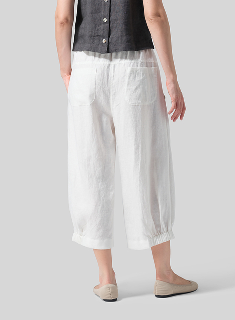 Linen Crumple Effect Harem Pants