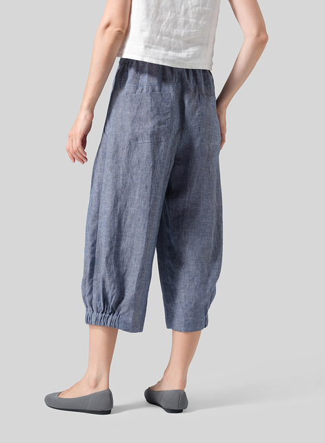Linen Crumple Effect Harem Pants