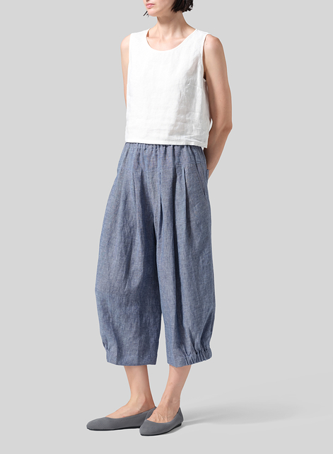 Linen Crumple Effect Harem Pants