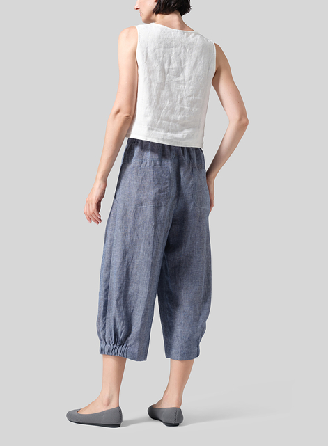 Linen Crumple Effect Harem Pants