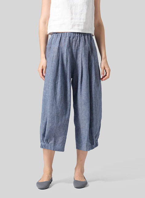 Linen Crumple Effect Harem Pants