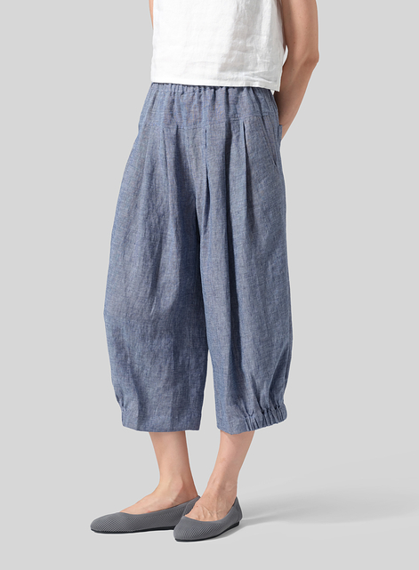 Linen Crumple Effect Harem Pants