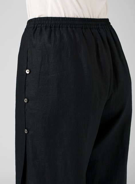 Linen Double-Layer Cropped Pants With Sea Shell Button
