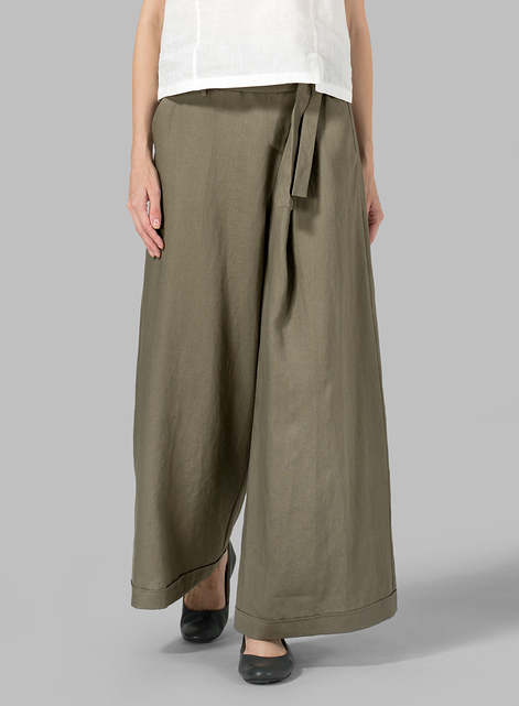 Linen Wide-Leg Extra Long Pants