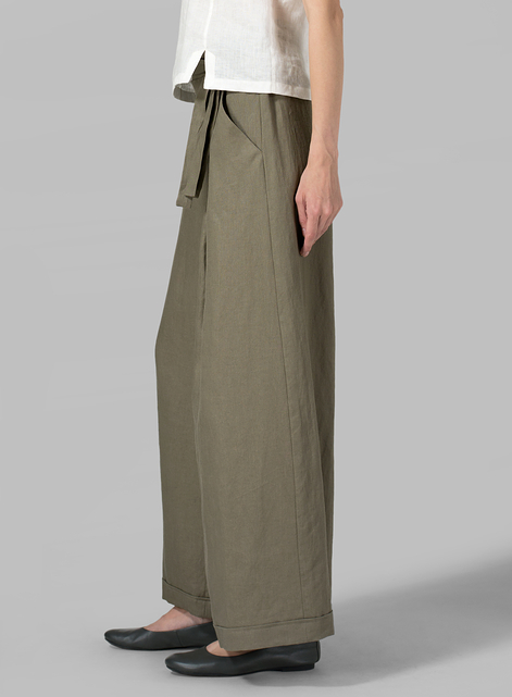 Linen Wide-Leg Extra Long Pants