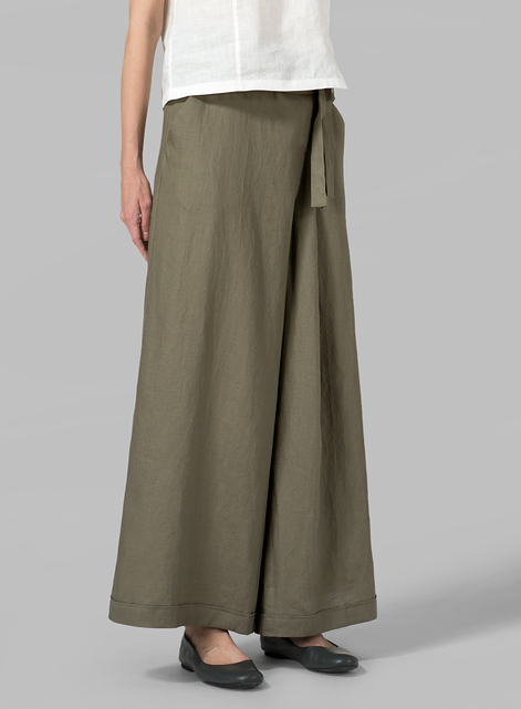 Linen Wide-Leg Extra Long Pants