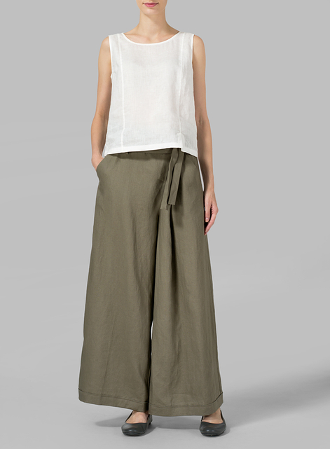 Linen Wide-Leg Extra Long Pants