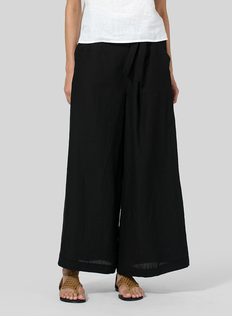 Linen Wide-Leg Extra Long Pants