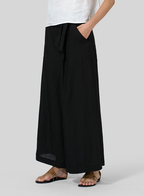 Linen Wide-Leg Extra Long Pants