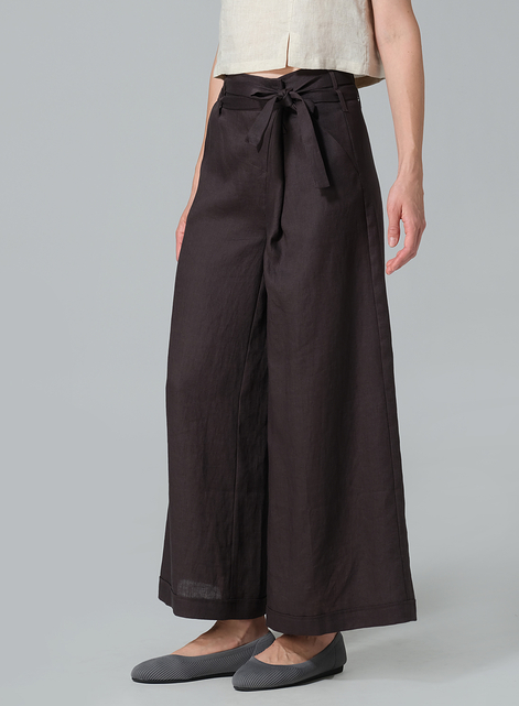 Linen Wide-Leg Extra Long Pants