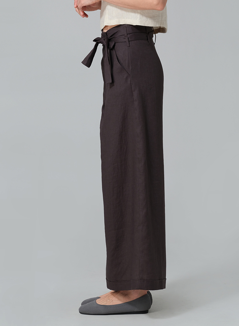 Linen Wide-Leg Extra Long Pants