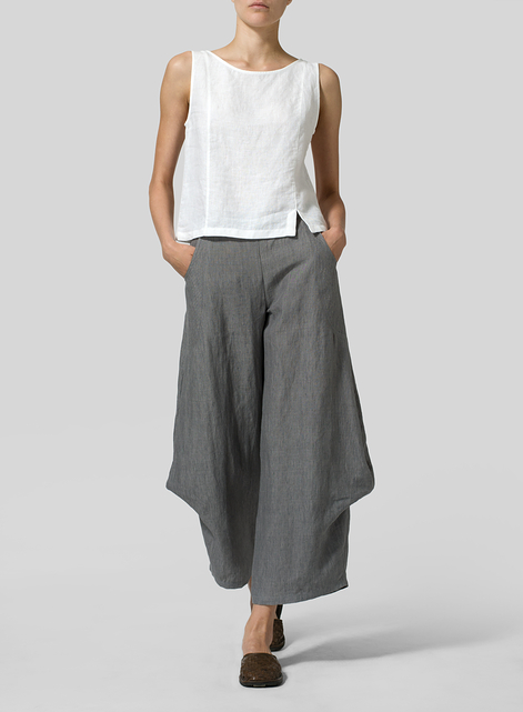 Linen Flared Leg Pants