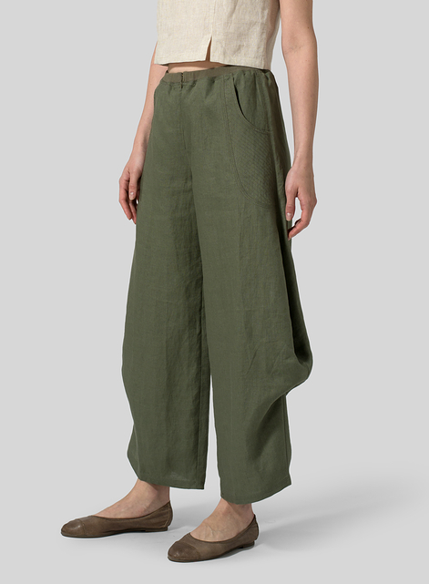 Linen Flared Leg Pants