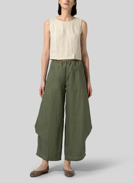 Linen Flared Leg Pants