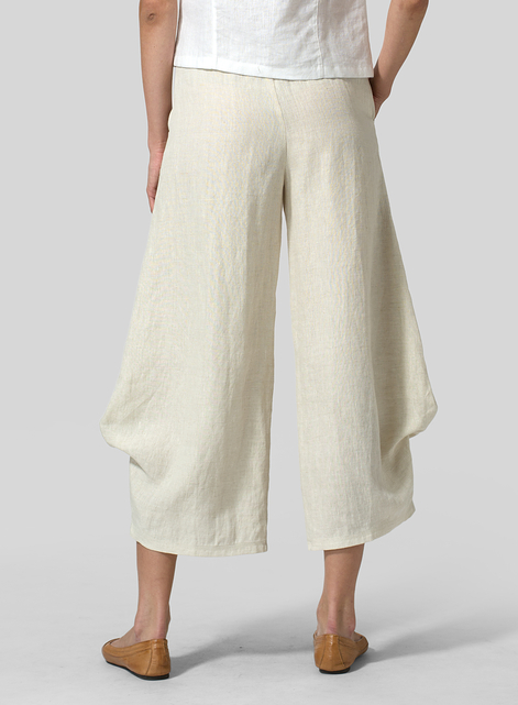 Linen Flared Leg Crop Pants