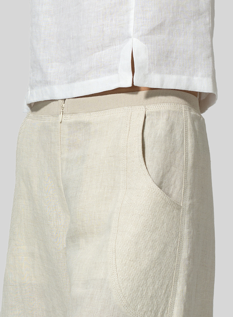 Linen Flared Leg Crop Pants