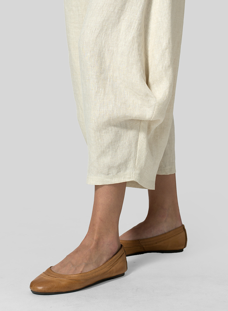 Linen Flared Leg Crop Pants