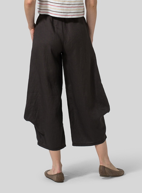 Linen Flared Leg Crop Pants