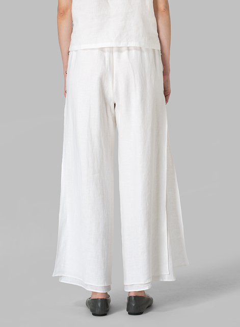 Linen Double Layer Pants With Sea Shell Button