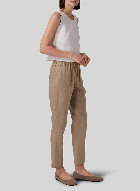 Linen Casual Ankle Length Pants
