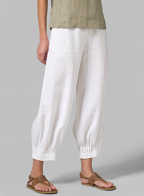 Linen Pleated Cuff Crop Pants