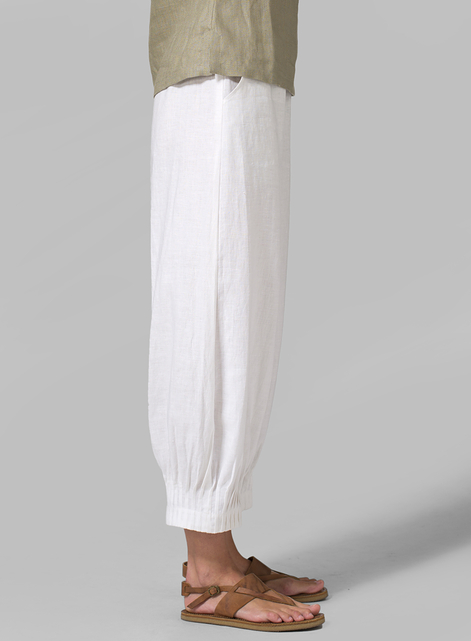 Linen Pleated Cuff Crop Pants