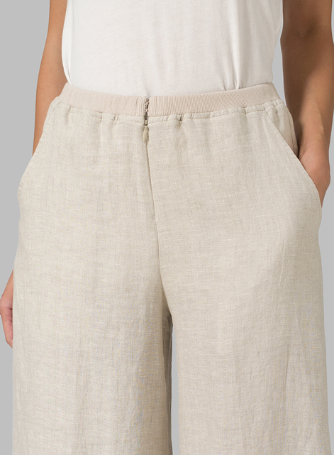 Linen Pleated Cuff Crop Pants