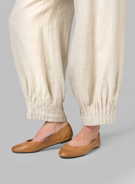 Linen Pleated Cuff Ankle Length Pants