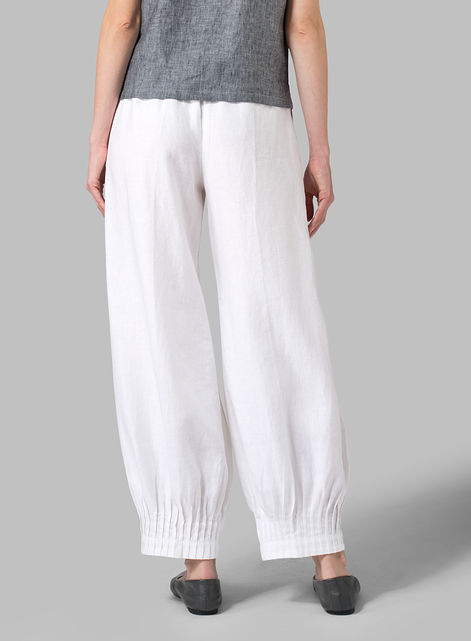 Linen Pleated Cuff Ankle Length Pants
