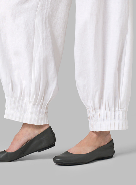 Linen Pleated Cuff Ankle Length Pants