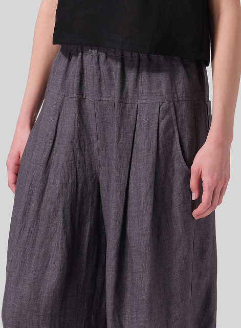Linen Crumple Effect Harem Pants (Long)