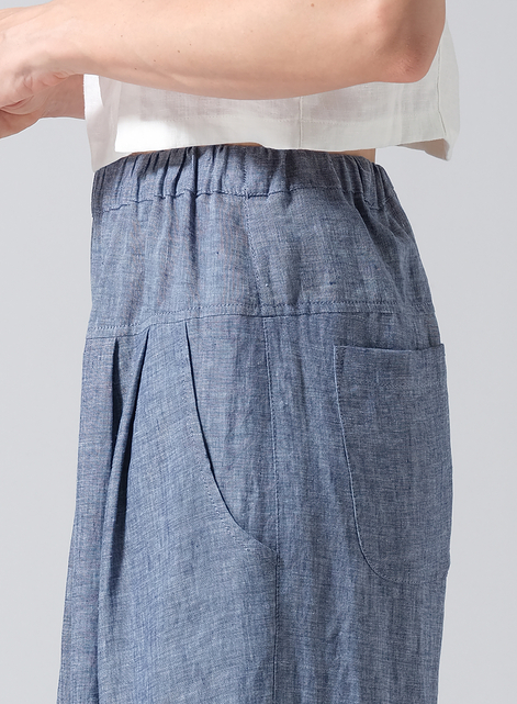 Linen Crumple Effect Harem Pants (Long)