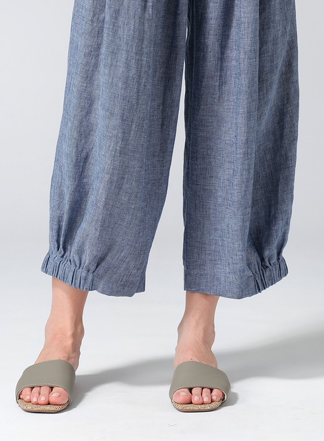 Linen Crumple Effect Harem Pants (Long)
