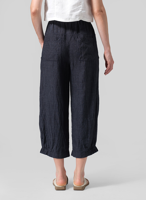 Linen Crumple Effect Harem Pants (Long)
