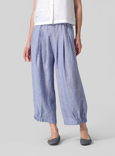 Linen Crumple Effect Harem Pants (Long)