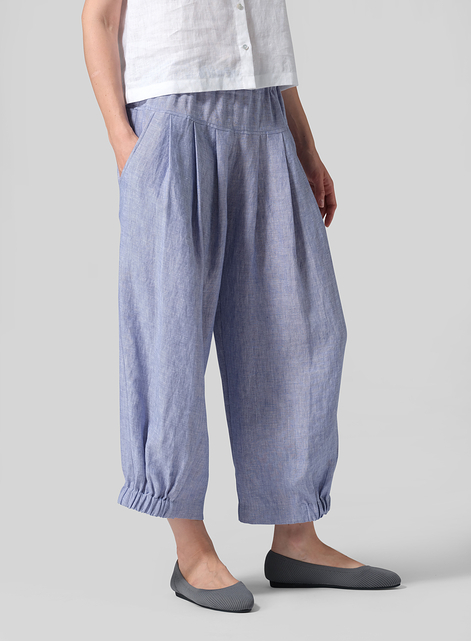 Linen Crumple Effect Harem Pants (Long)
