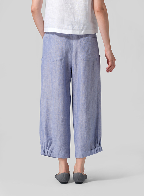 Linen Crumple Effect Harem Pants (Long)