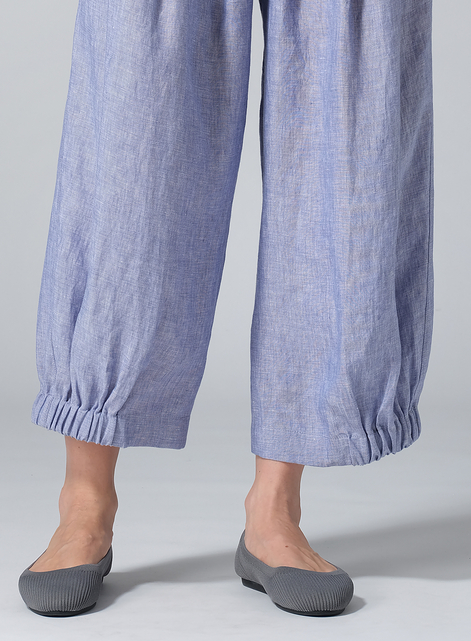 Linen Crumple Effect Harem Pants (Long)
