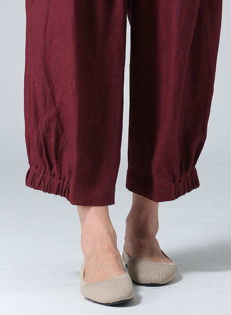 Linen Crumple Effect Harem Pants (Long)