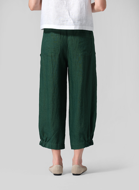 Linen Crumple Effect Harem Pants (Long)