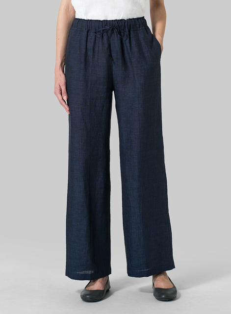 Linen Straight Pull-On Pants