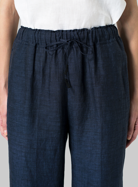 Linen Straight Pull-On Pants