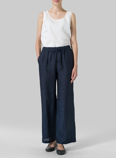 Linen Straight Pull-On Pants