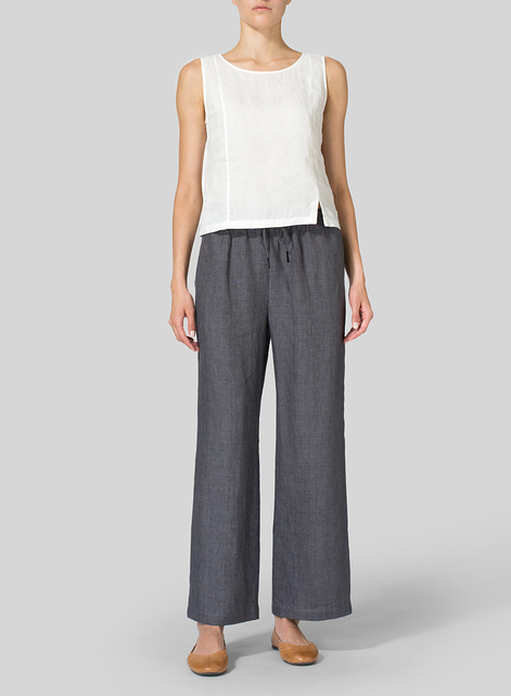 Linen Straight Pull-On Pants