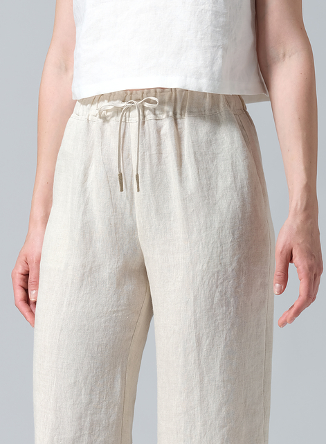 Linen Straight Pull-On Pants