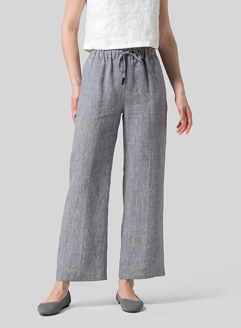 Linen Straight Pull-On Pants