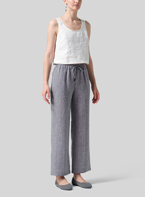 Linen Straight Pull-On Pants