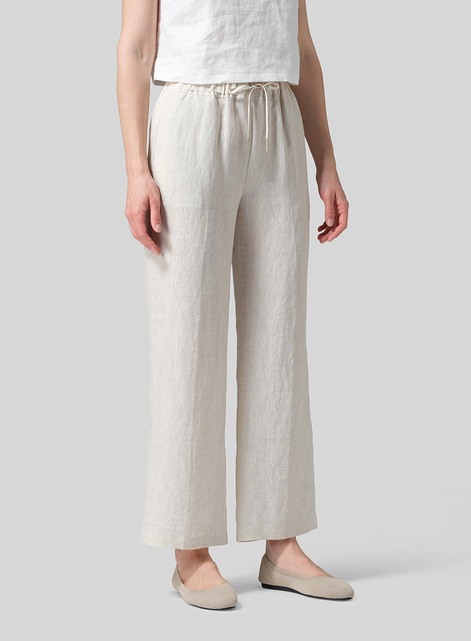 Linen Straight Pull-On Pants
