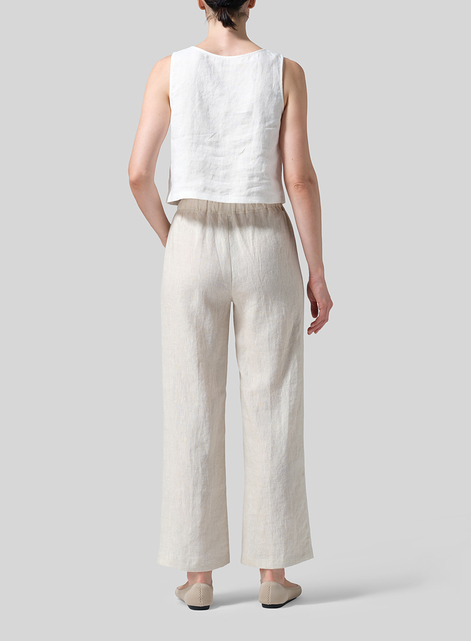 Linen Straight Pull-On Pants